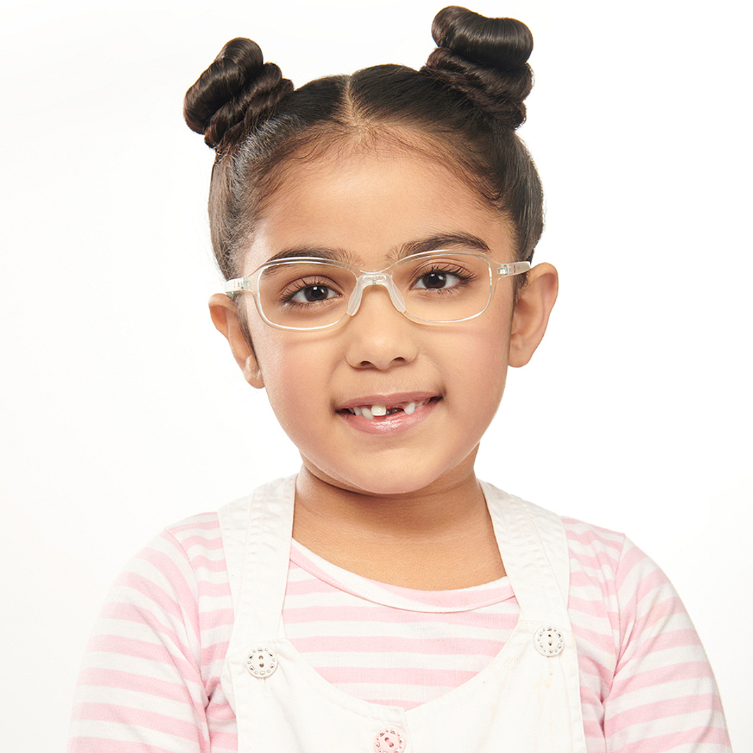 Hooper Screen Glasses Kids Glasses: Green Transparent Full Rim Rectangle Kids 5-8 Yrs Computer Glasses Digi Hooper HP D10105M-C2 right side