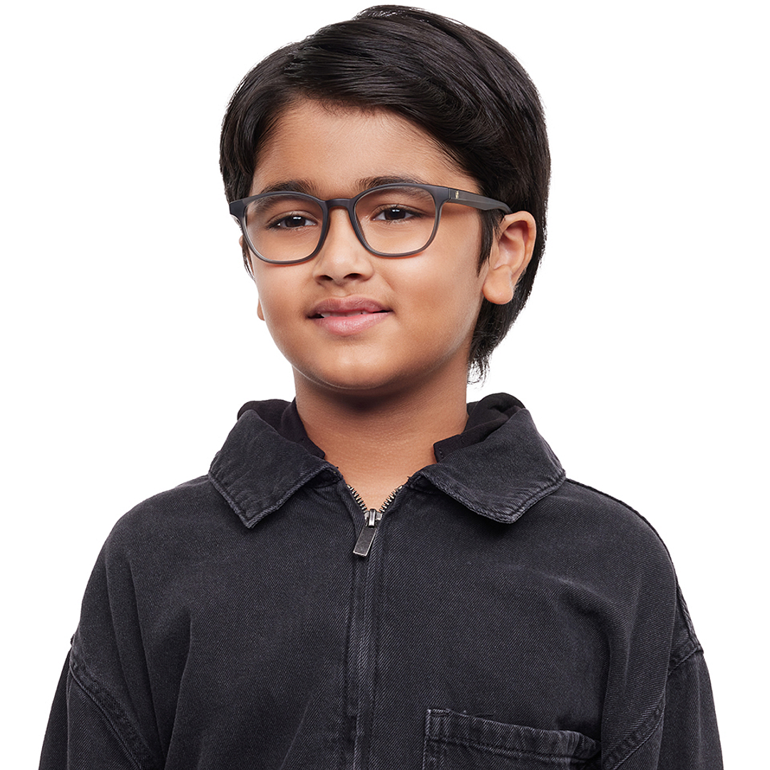 Kids Glasses: Grey Full Rim Square Kids 8-12 yrs Hooper Super Hero