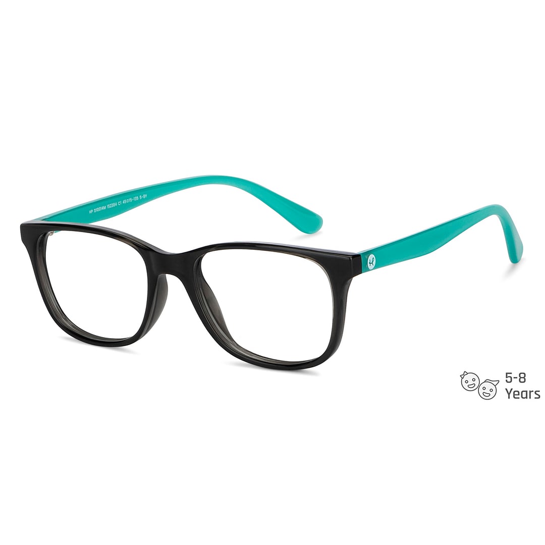 Hooper Screen Glasses Blue Block Phone  Computer Glasses: Grey Green Full Rim Rectangle Kids 2-5 yrs Hooper HP D10014M-C1 right side