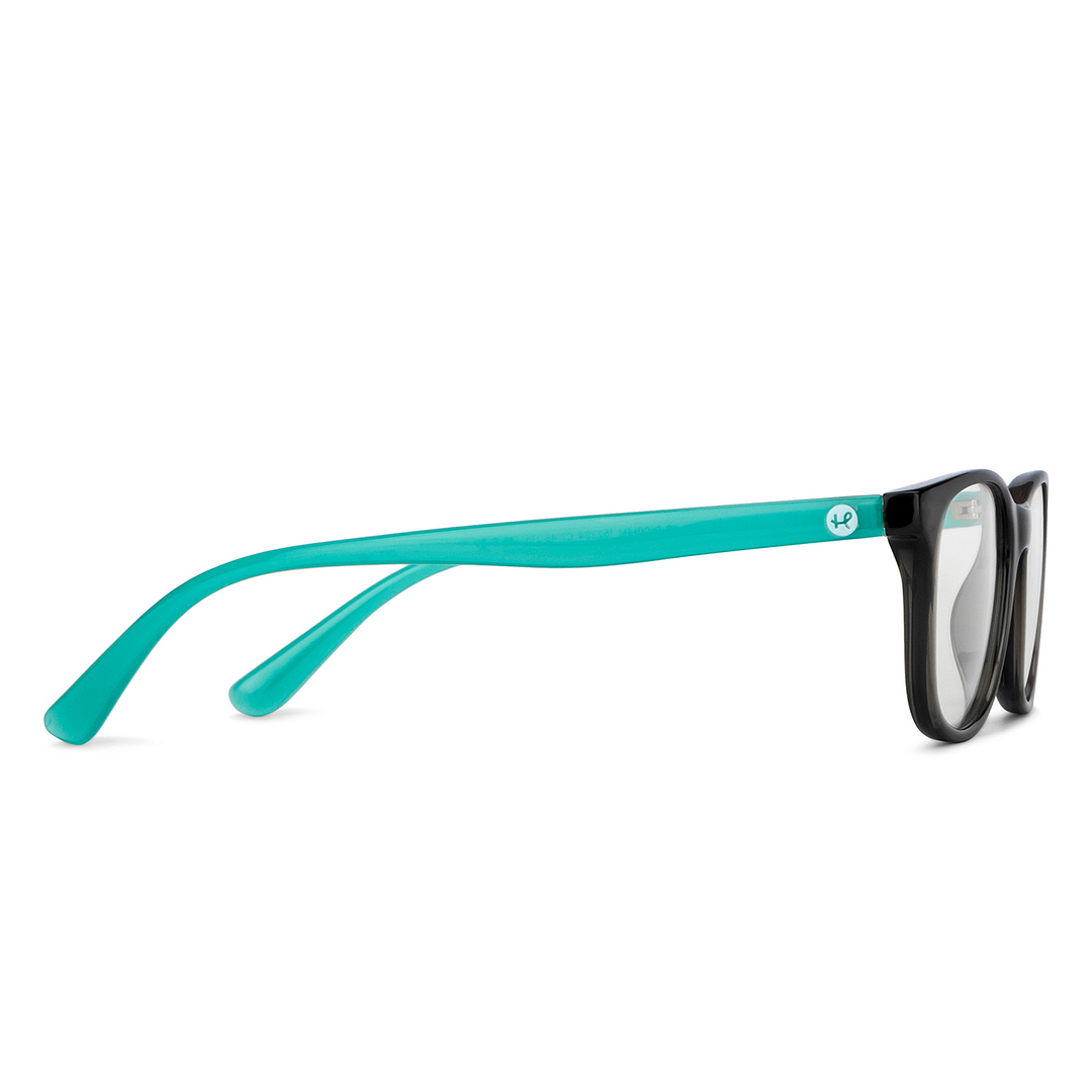 Hooper Screen Glasses Blue Block Phone  Computer Glasses: Grey Green Full Rim Rectangle Kids 2-5 yrs Hooper HP D10014M-C1 left side