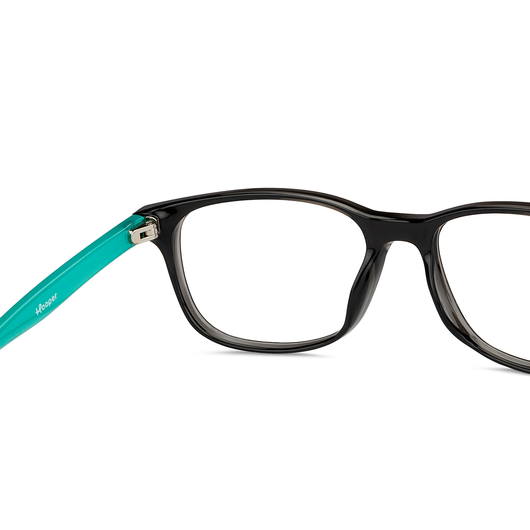 Hooper Screen Glasses Blue Block Phone Computer Glasses: Grey Green Full Rim Rectangle Kids 5-8 yrs Hooper HP D10014L-C1 right side