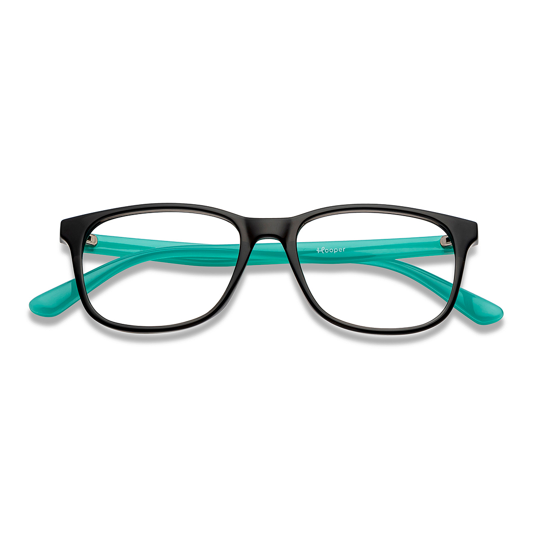 Hooper Screen Glasses Blue Block Phone Computer Glasses: Grey Green Full Rim Rectangle Kids 5-8 yrs Hooper HP D10014L-C1 left side
