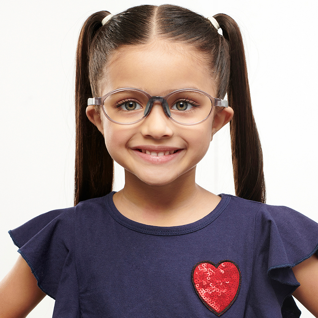 Hooper Screen Glasses Kids Glasses: Grey Transparent Grey Yellow Full Rim Oval Kids 8-12 yrs Computer Glasses Digi Hooper HP D10103M-C1 right side
