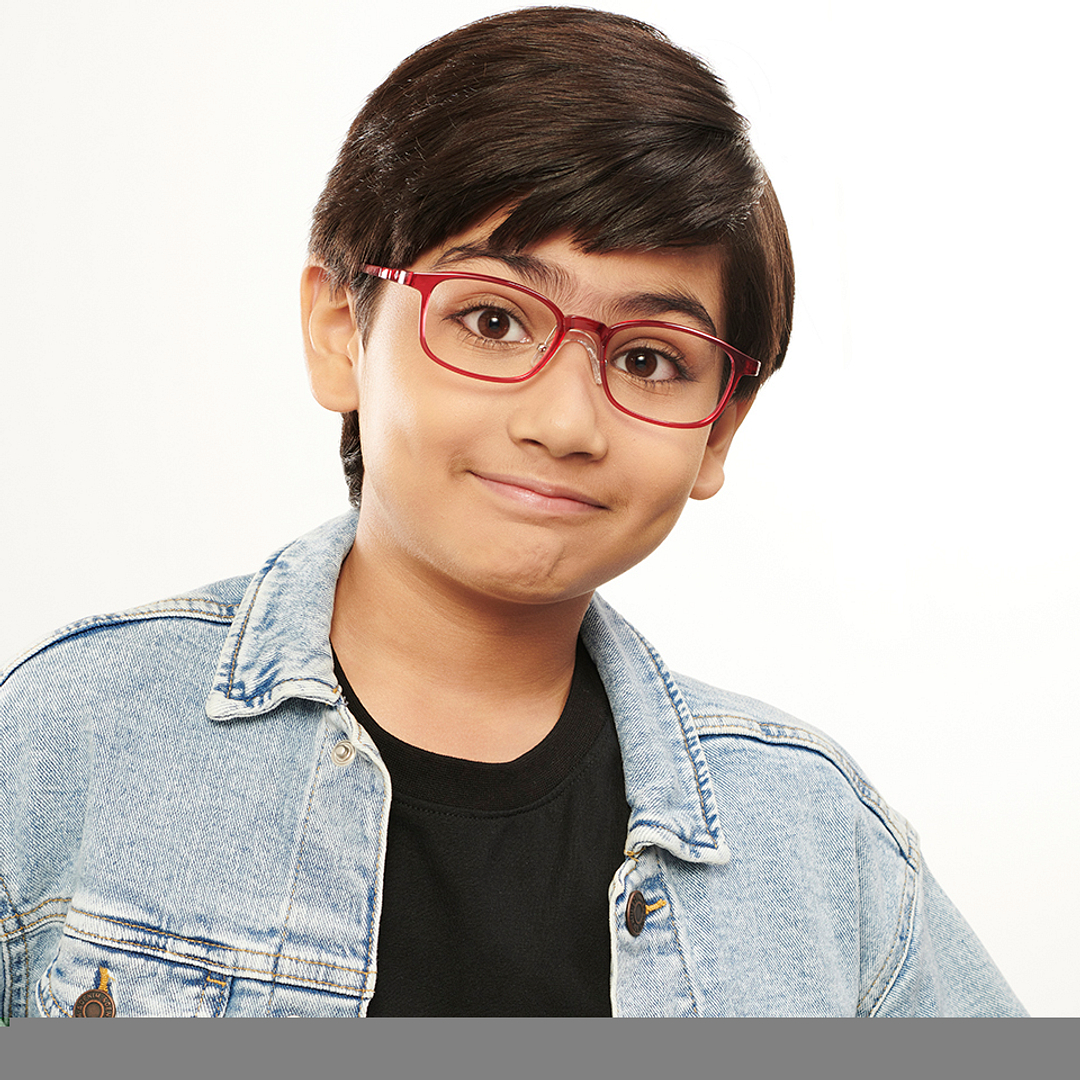 Hooper Screen Glasses Kids Glasses: Maroon Full Rim Rectangle Kids 8-12 Yrs Computer Glasses Digi Hooper HP D10092L-C3 right side