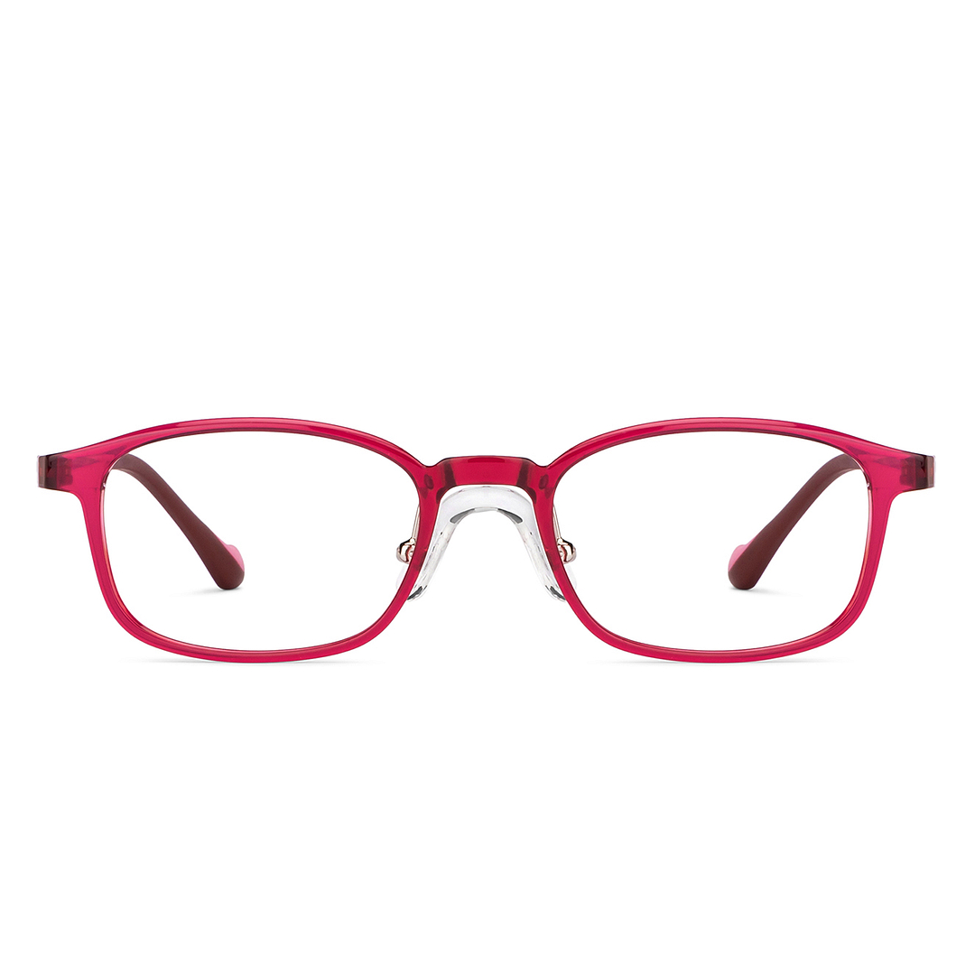 Hooper Screen Glasses Kids Glasses: Maroon Full Rim Rectangle Kids 8-12 Yrs Computer Glasses Digi Hooper HP D10092L-C3 left side