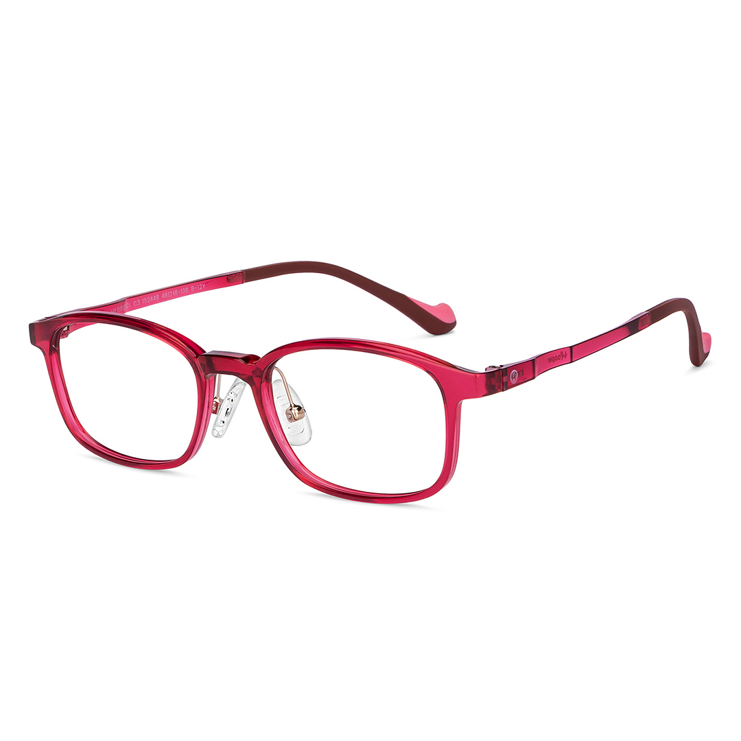 Hooper Screen Glasses Kids Glasses: Maroon Full Rim Rectangle Kids 8-12 Yrs Computer Glasses Digi Hooper HP D10092L-C3 right side
