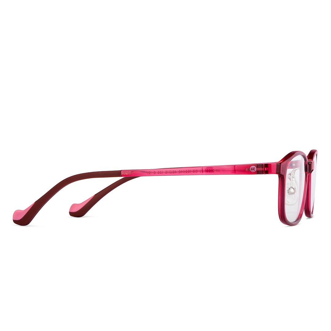 Hooper Screen Glasses Kids Glasses: Maroon Full Rim Rectangle Kids 8-12 Yrs Computer Glasses Digi Hooper HP D10092L-C3 left side