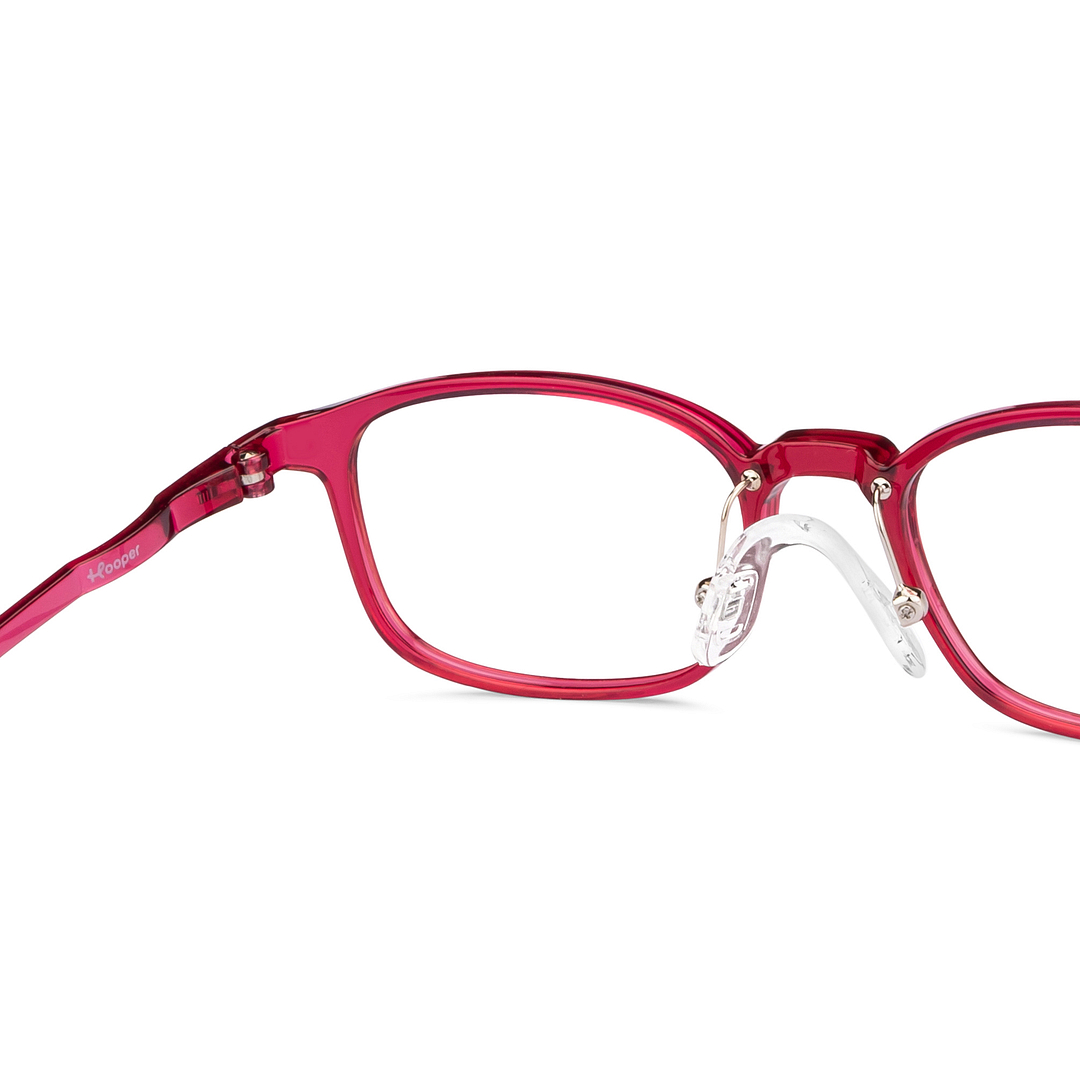 Hooper Screen Glasses Kids Glasses: Maroon Full Rim Rectangle Kids 8-12 Yrs Computer Glasses Digi Hooper HP D10092L-C3 right side