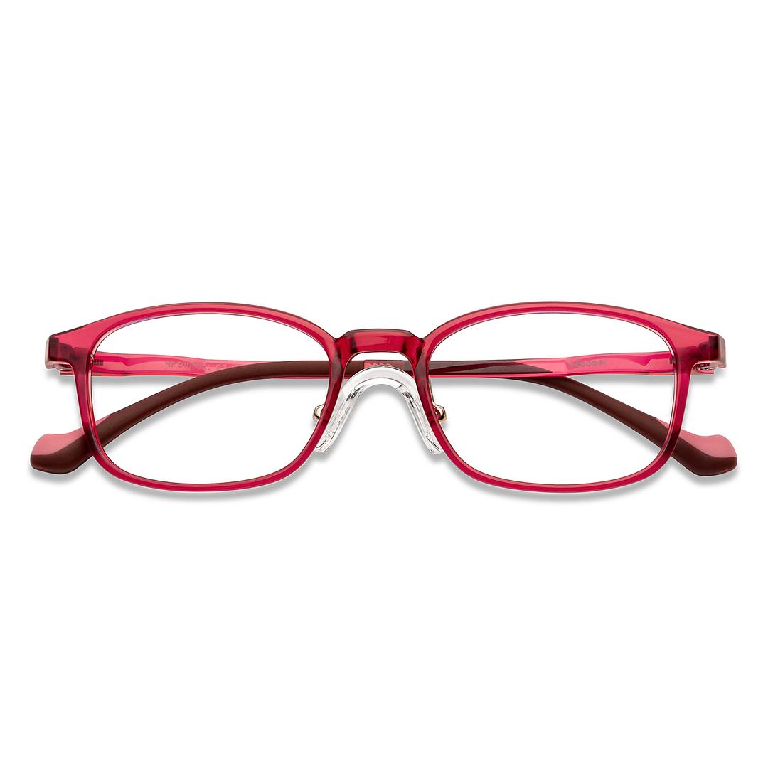 Hooper Screen Glasses Kids Glasses: Maroon Full Rim Rectangle Kids 8-12 Yrs Computer Glasses Digi Hooper HP D10092L-C3 left side
