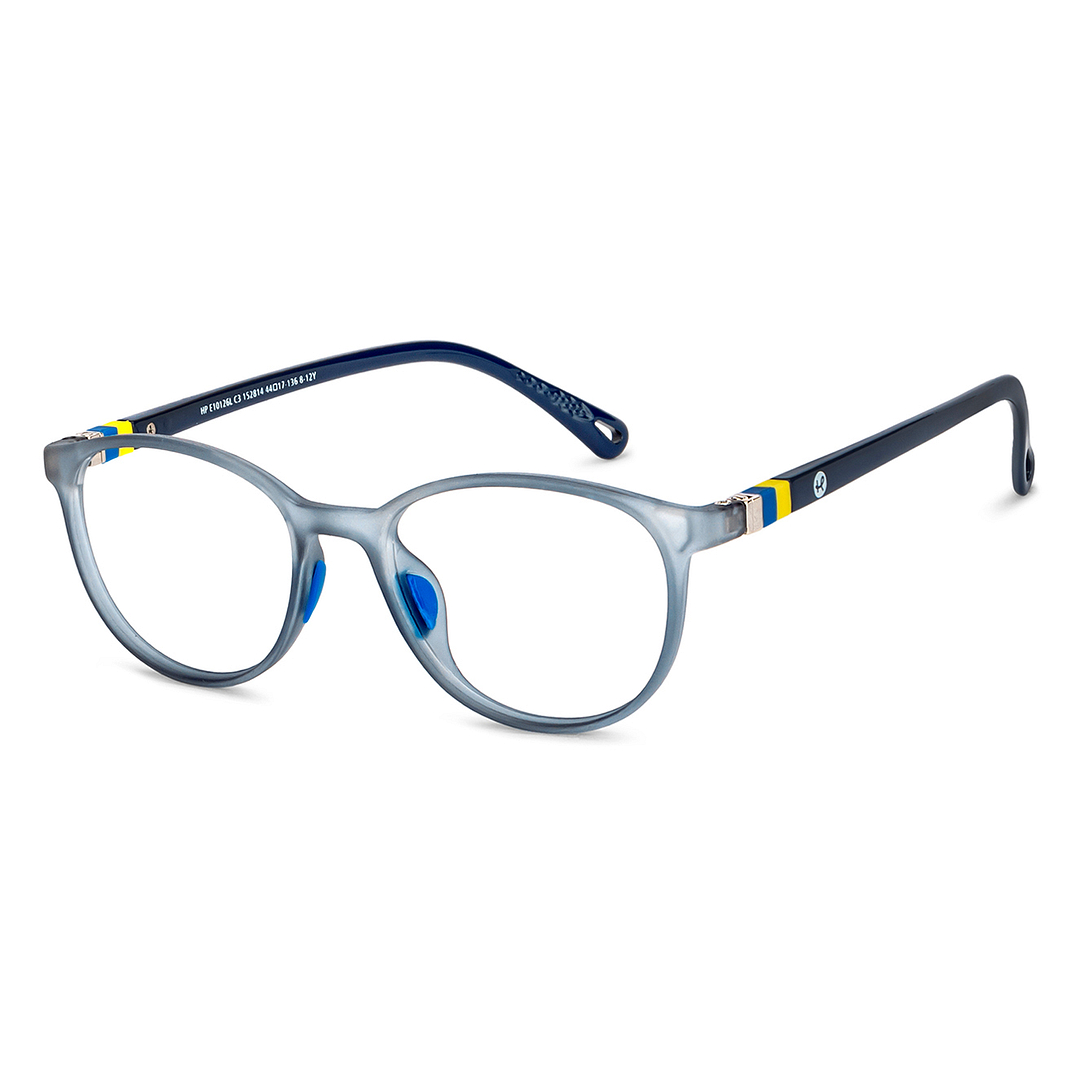 Hooper Screen Glasses Blue-Block Kids Computer Glasses: Matte Grey Transparent Blue Full Rim Round Kids 5-8 yrs Hooper Digi Hooper-C3 right side