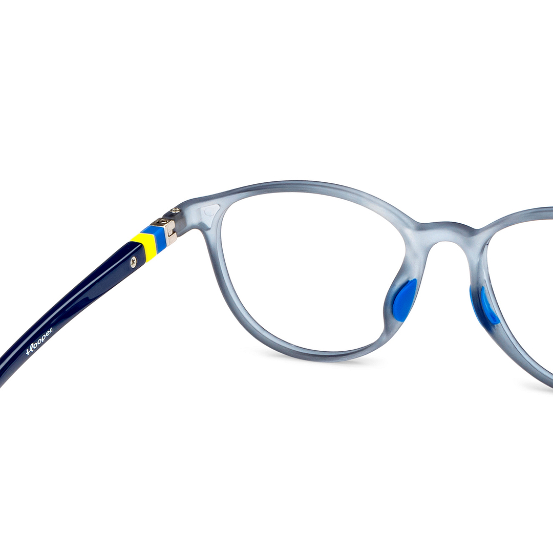 Hooper Screen Glasses Blue-Block Kids Computer Glasses: Matte Grey Transparent Blue Full Rim Round Kids 5-8 yrs Hooper Digi Hooper-C3 right side
