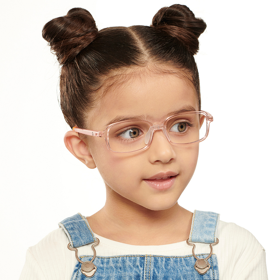 Hooper Screen Glasses Kids Glasses: Orange Transparent Blue Black Full Rim Rectangle Kids 5-8 yrs Computer Glasses Digi Hooper HP D10104M-C2 right side