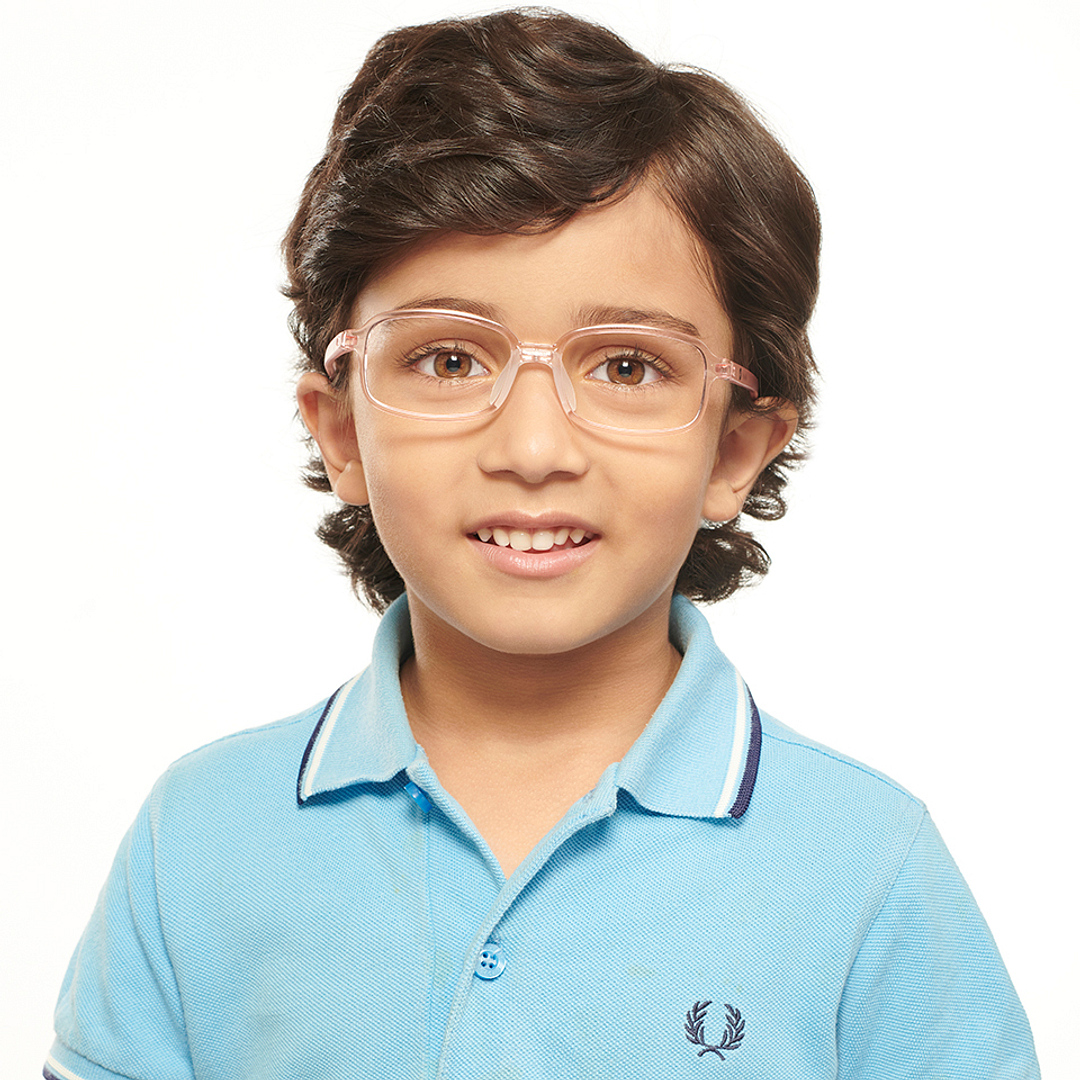 Hooper Screen Glasses Kids Glasses: Orange Transparent Blue Black Full Rim Rectangle Kids 5-8 yrs Computer Glasses Digi Hooper HP D10104M-C2 left side