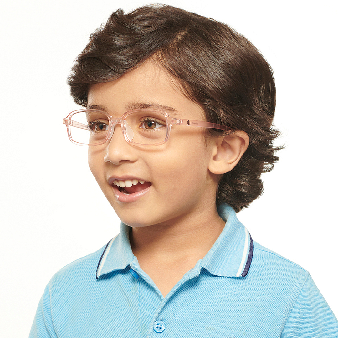 Hooper Screen Glasses Kids Glasses: Orange Transparent Blue Black Full Rim Rectangle Kids 5-8 yrs Computer Glasses Digi Hooper HP D10104M-C2 right side
