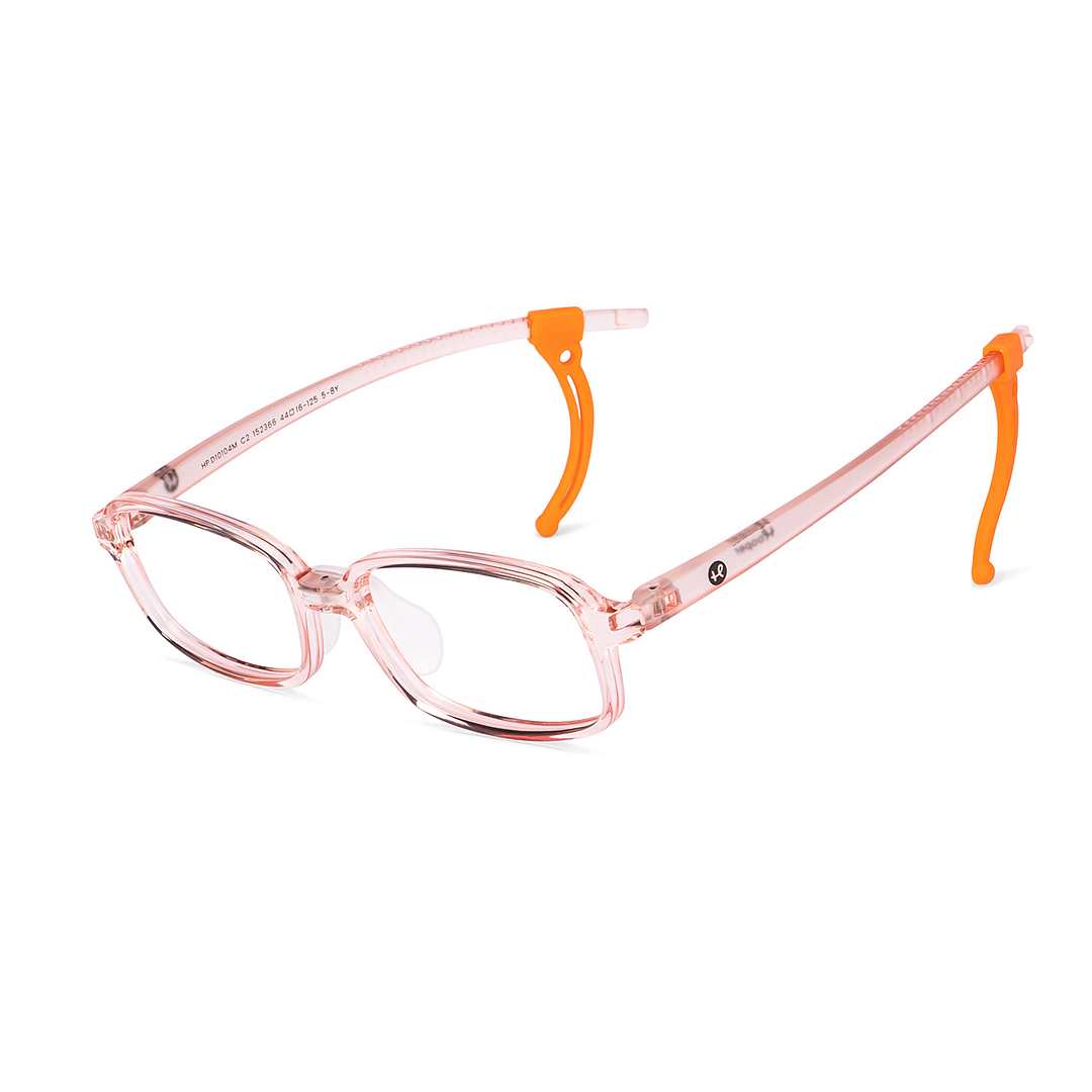 Hooper Screen Glasses Kids Glasses: Orange Transparent Blue Black Full Rim Rectangle Kids 5-8 yrs Computer Glasses Digi Hooper HP D10104M-C2 right side