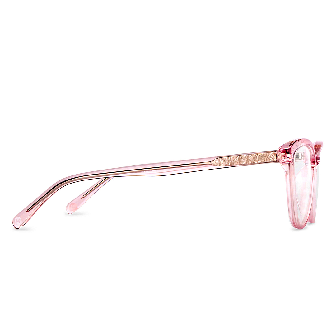 Hooper Online Pink Transparent Full Rim Cat Eye left side