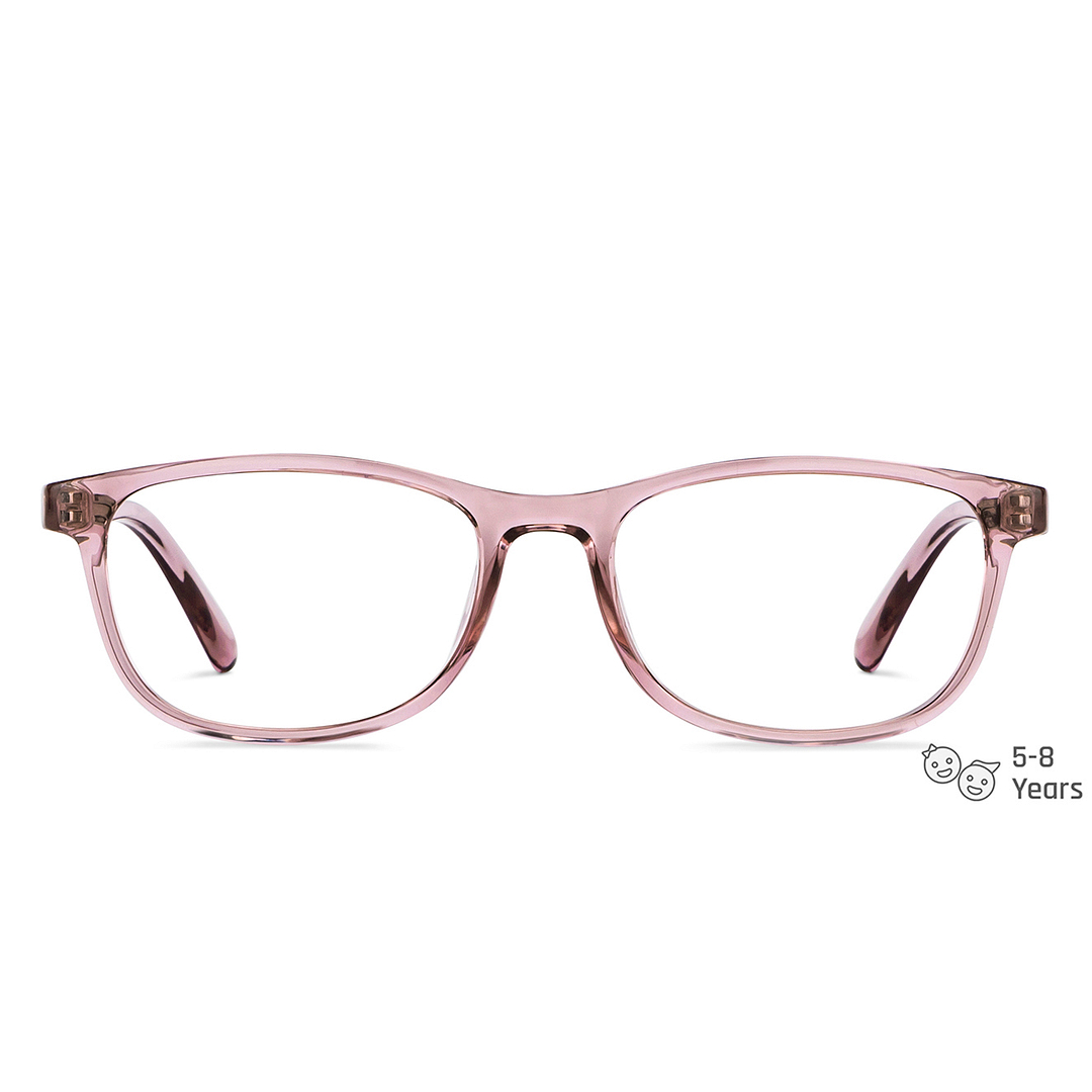 Hooper Screen Glasses Blue Block Phone  Computer Glasses: Pink Transparent Pink Transparent Full Rim Rectangle Kids 5-8 yrs Hooper HP D10016M-C3 left side