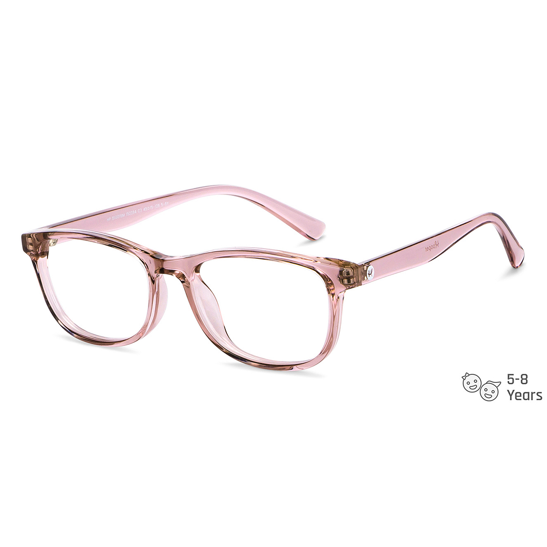Hooper Screen Glasses Blue Block Phone  Computer Glasses: Pink Transparent Pink Transparent Full Rim Rectangle Kids 5-8 yrs Hooper HP D10016M-C3 right side
