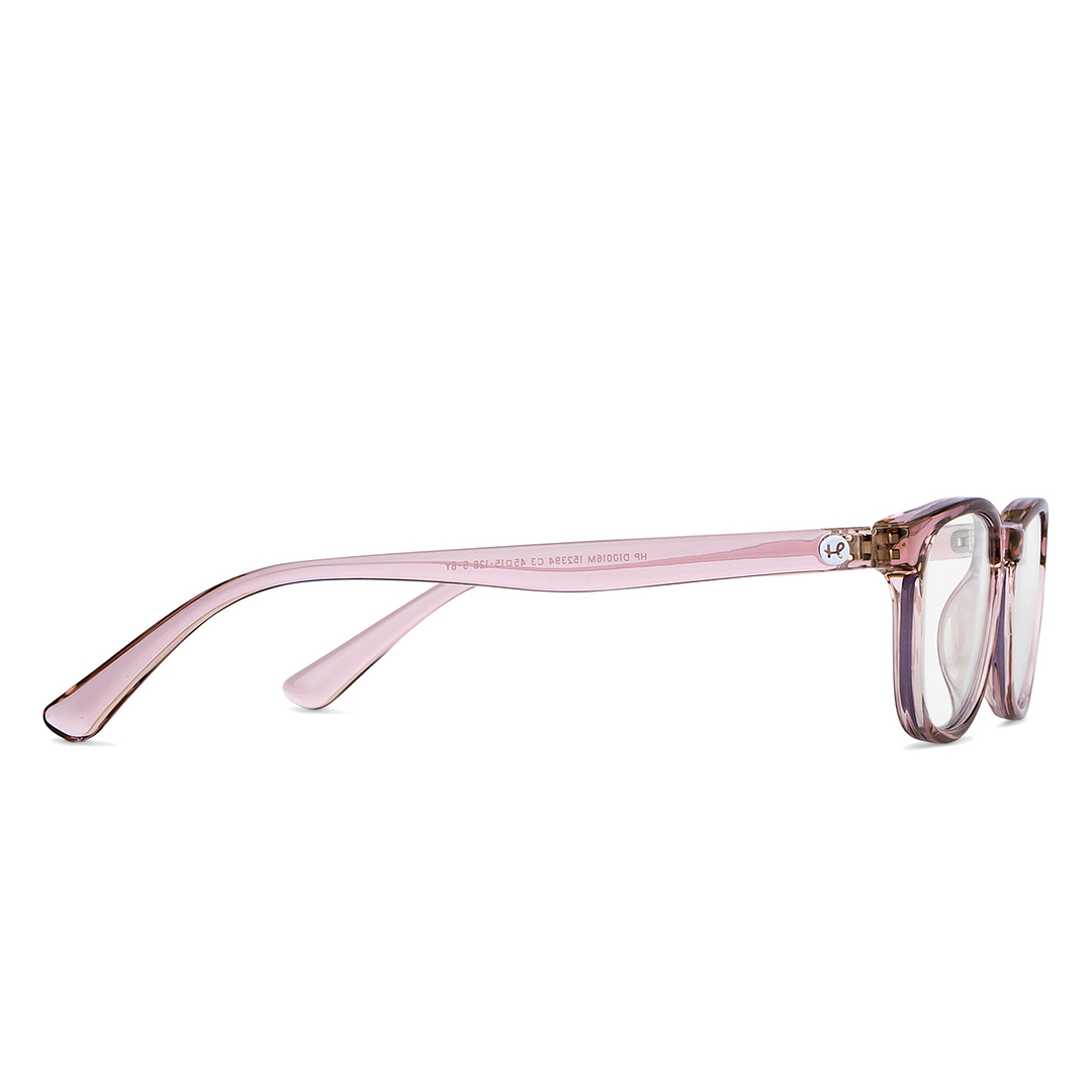 Hooper Screen Glasses Blue Block Phone  Computer Glasses: Pink Transparent Pink Transparent Full Rim Rectangle Kids 5-8 yrs Hooper HP D10016M-C3 left side