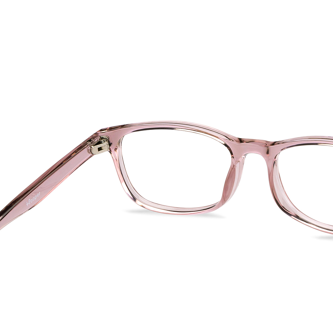 Hooper Screen Glasses Blue Block Phone  Computer Glasses: Pink Transparent Pink Transparent Full Rim Rectangle Kids 5-8 yrs Hooper HP D10016M-C3 right side
