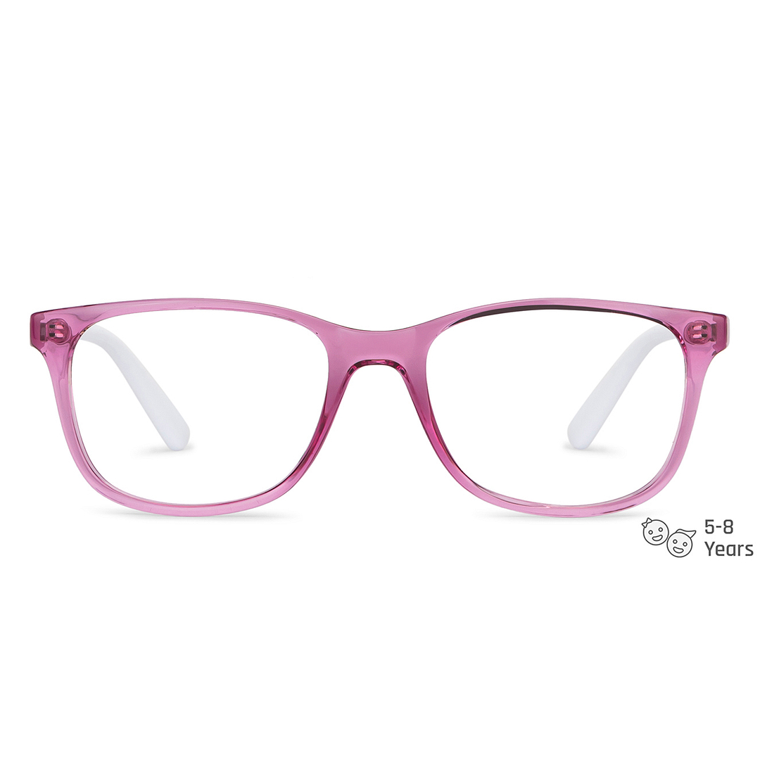 Hooper Screen Glasses Blue Block Phone  Computer Glasses: Purple Transparent White Full Rim Rectangle Kids 2-5 yrs Hooper HP D10014M-C4 left side