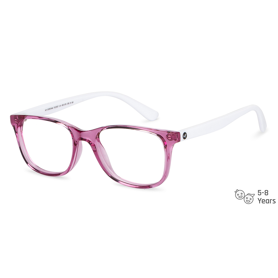 Hooper Screen Glasses Blue Block Phone  Computer Glasses: Purple Transparent White Full Rim Rectangle Kids 2-5 yrs Hooper HP D10014M-C4 right side