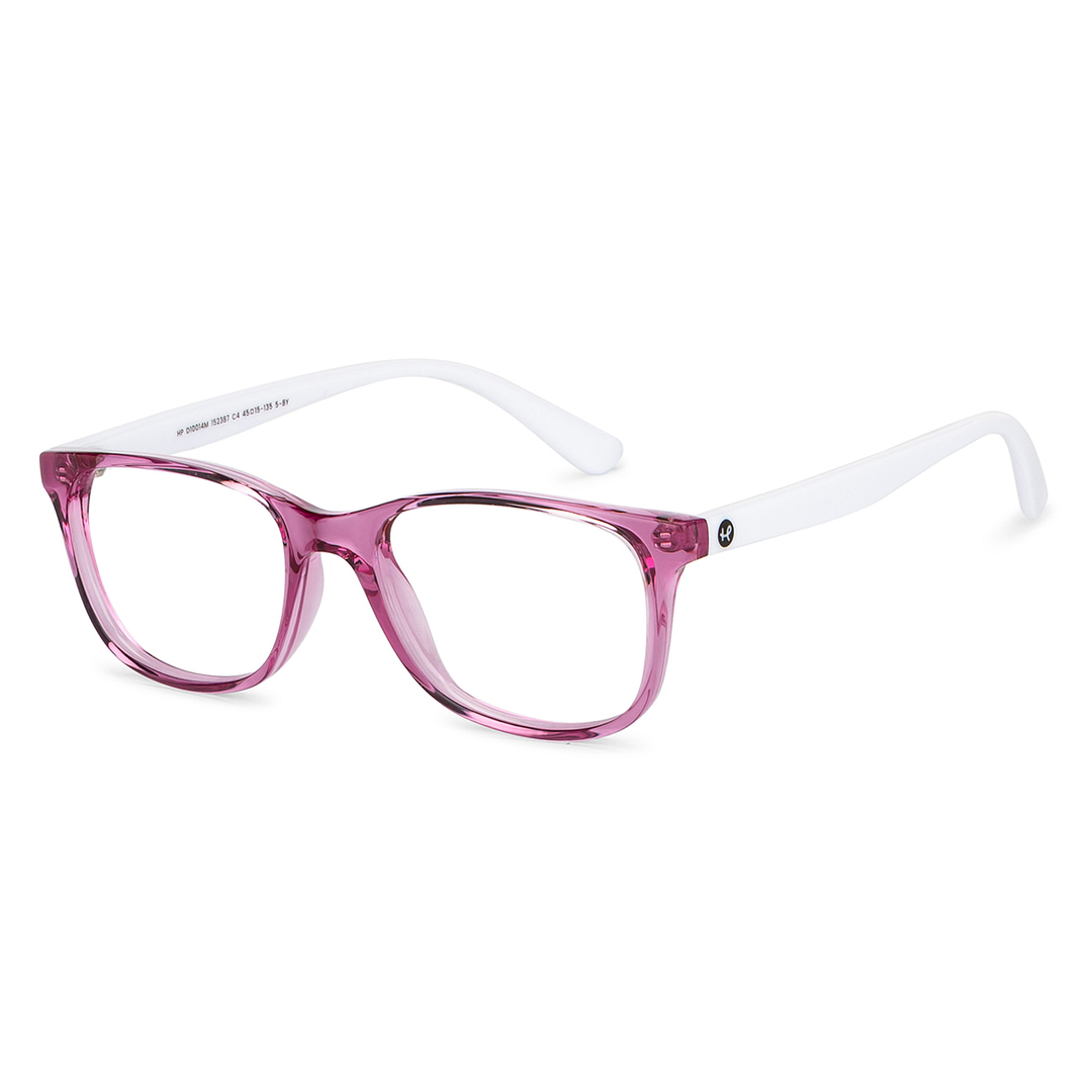 Hooper Screen Glasses Blue Block Phone  Computer Glasses: Purple Transparent White Full Rim Rectangle Kids 2-5 yrs Hooper HP D10014M-C4 right side