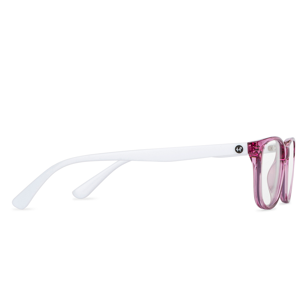 Hooper Screen Glasses Blue Block Phone  Computer Glasses: Purple Transparent White Full Rim Rectangle Kids 2-5 yrs Hooper HP D10014M-C4 left side