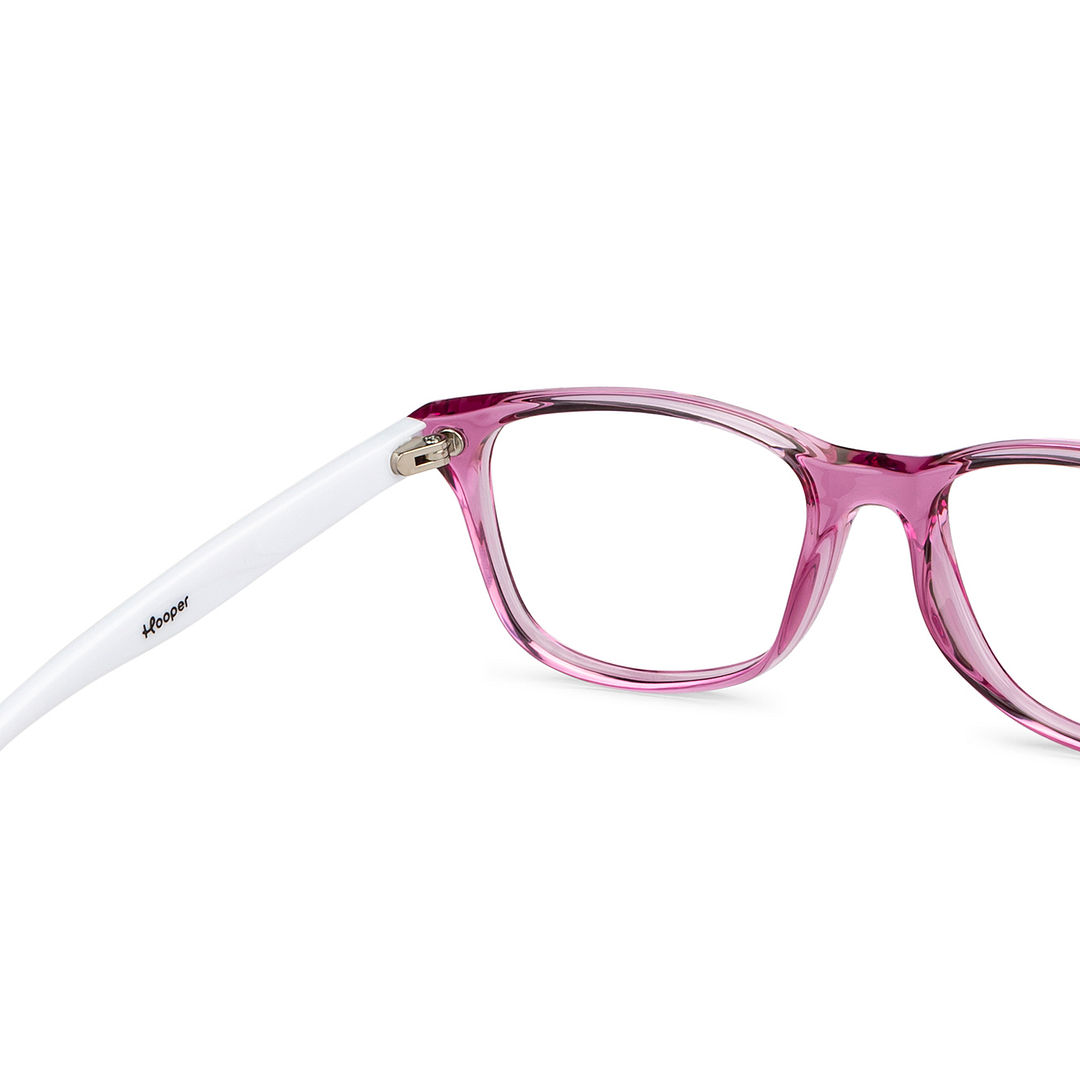 Hooper Screen Glasses Blue Block Phone  Computer Glasses: Purple Transparent White Full Rim Rectangle Kids 2-5 yrs Hooper HP D10014M-C4 right side