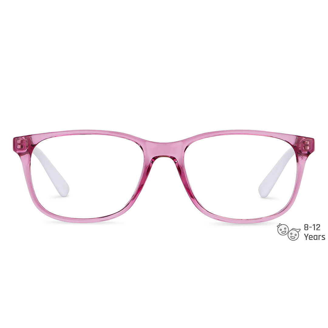 Hooper Screen Glasses Blue Block Phone  Computer Glasses: Purple Pink Transparent White Full Rim Rectangle Kids 5-8 yrs Hooper HP D10014L-C3 left side