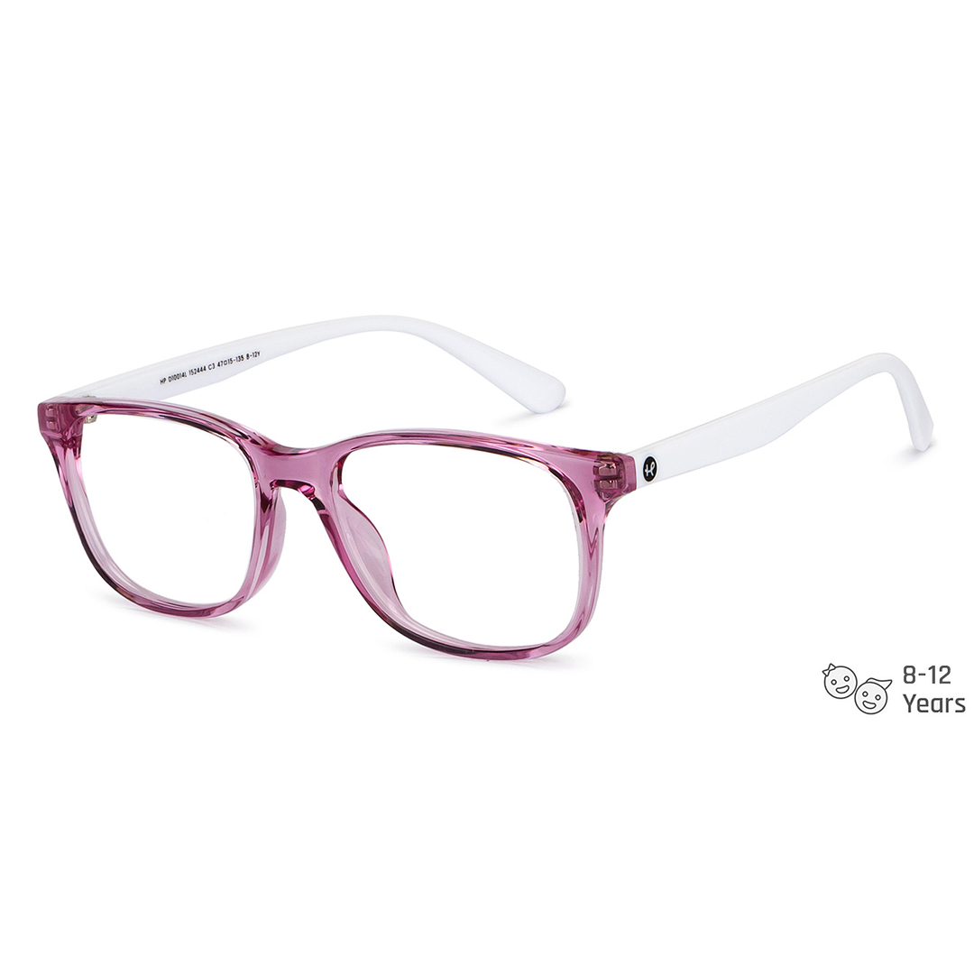 Hooper Screen Glasses Blue Block Phone  Computer Glasses: Purple Pink Transparent White Full Rim Rectangle Kids 5-8 yrs Hooper HP D10014L-C3 right side