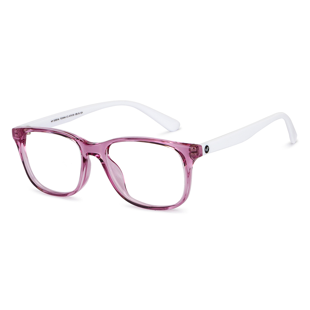 Hooper Screen Glasses Blue Block Phone  Computer Glasses: Purple Pink Transparent White Full Rim Rectangle Kids 5-8 yrs Hooper HP D10014L-C3 right side