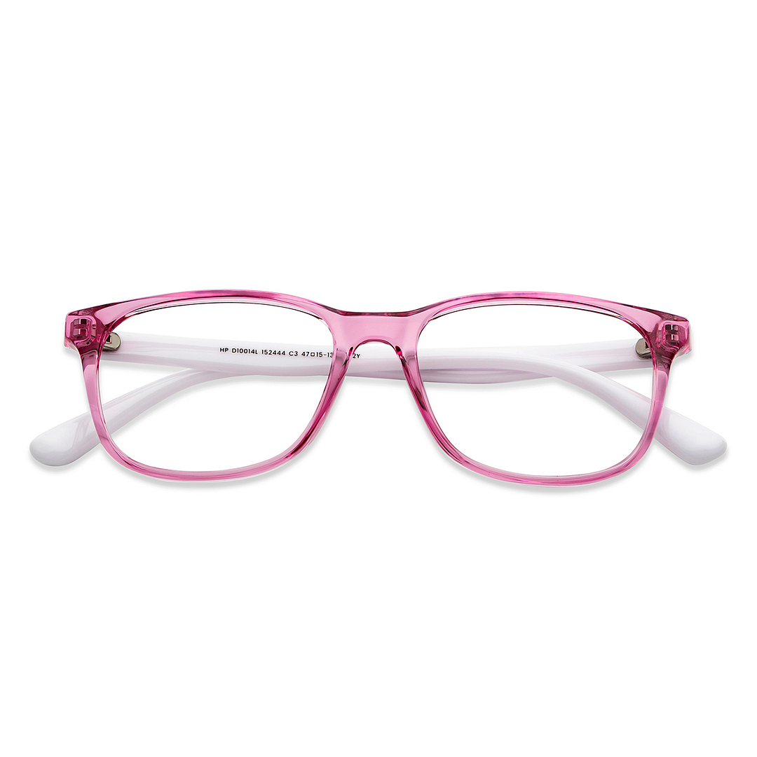 Hooper Screen Glasses Blue Block Phone  Computer Glasses: Purple Pink Transparent White Full Rim Rectangle Kids 5-8 yrs Hooper HP D10014L-C3 left side