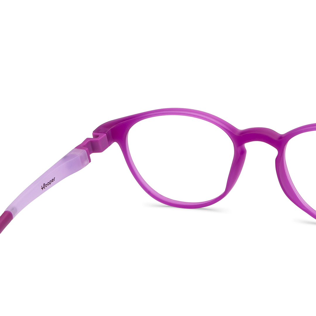 Hooper Screen Glasses Kids Glasses: Purple Sky Blue Black Full Rim Round Kids 5-8 yrs Computer Glasses Digi Hooper HP D10003L-C1 right side