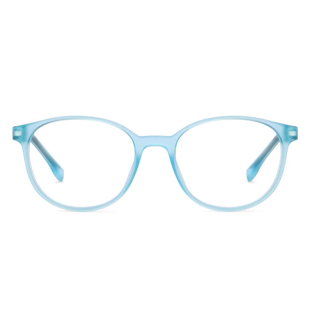 Hooper Screen Glasses Kids Glasses: Sky Blue Black Red Full Rim Round Kids 5-8 yrs Computer Glasses Digi Hooper HP D10087M-C2 left side