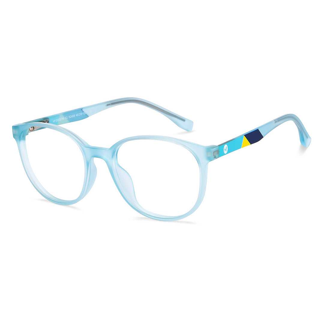 Hooper Screen Glasses Kids Glasses: Sky Blue Black Red Full Rim Round Kids 5-8 yrs Computer Glasses Digi Hooper HP D10087M-C2 right side