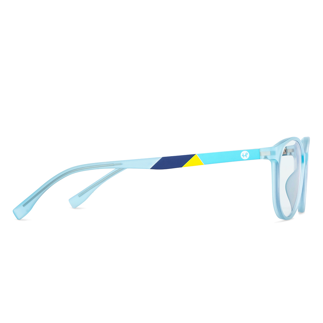 Hooper Screen Glasses Kids Glasses: Sky Blue Black Red Full Rim Round Kids 5-8 yrs Computer Glasses Digi Hooper HP D10087M-C2 left side