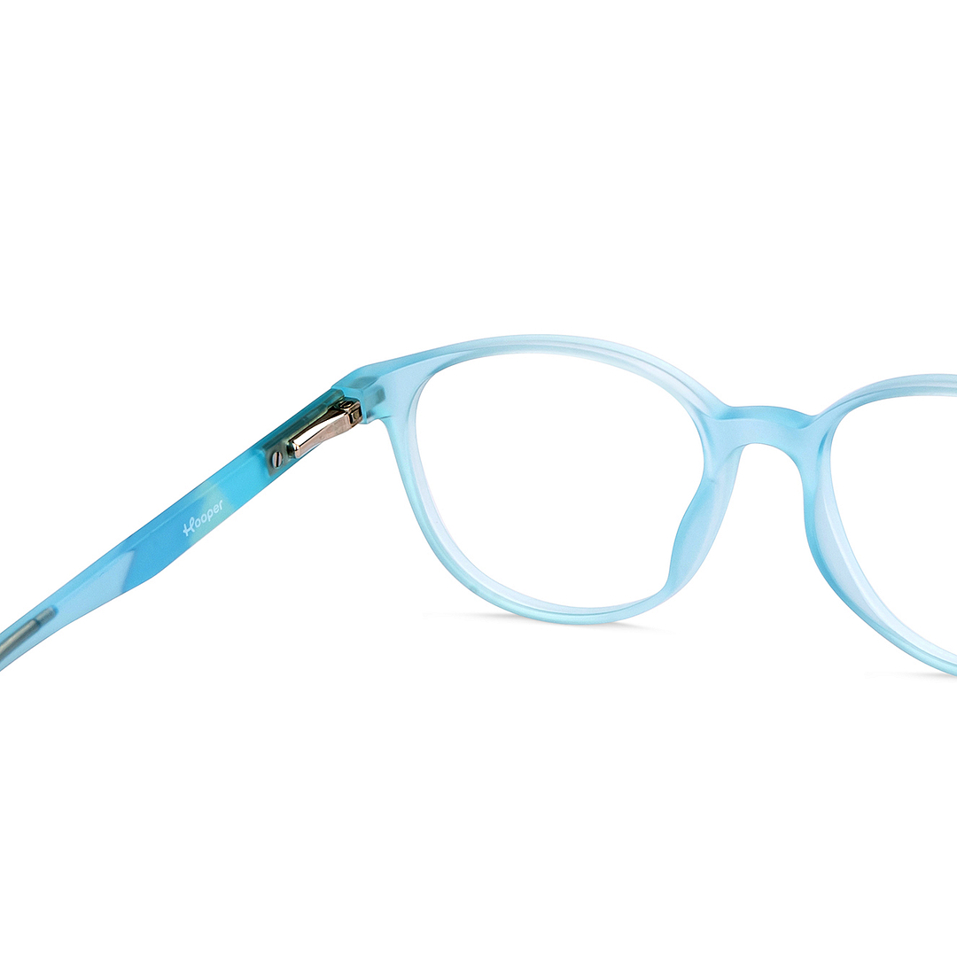 Hooper Screen Glasses Kids Glasses: Sky Blue Black Red Full Rim Round Kids 5-8 yrs Computer Glasses Digi Hooper HP D10087M-C2 right side