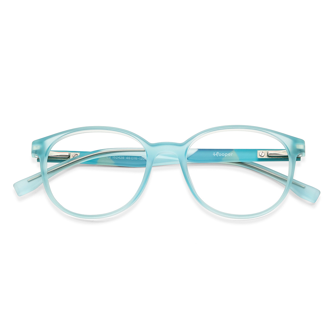 Hooper Screen Glasses Kids Glasses: Sky Blue Black Red Full Rim Round Kids 5-8 yrs Computer Glasses Digi Hooper HP D10087M-C2 left side