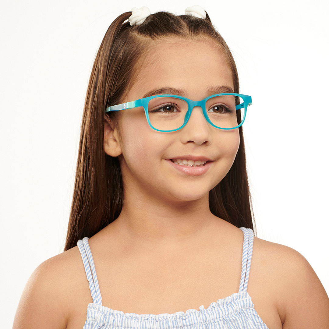 Hooper Screen Glasses Kids Glasses: Sky Blue Grey Yellow Full Rim Rectangle Kids 5-8 yrs Computer Glasses Digi Hooper HP D10004M-C3 right side