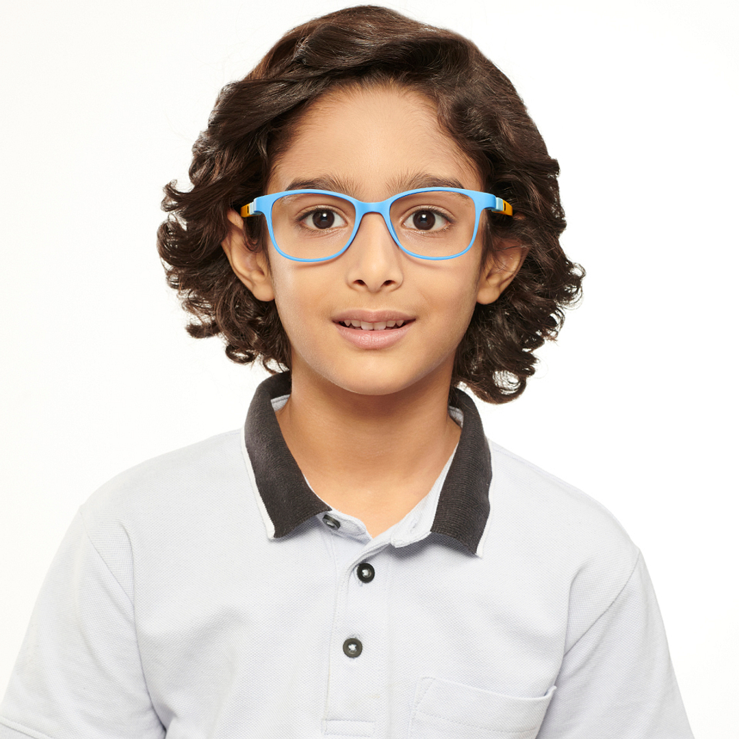 Hooper Screen Glasses Kids Glasses: Sky Blue Pink Full Rim Rectangle Kids 5-8 yrs Computer Glasses Digi Hooper HP D10004M-C2 left side