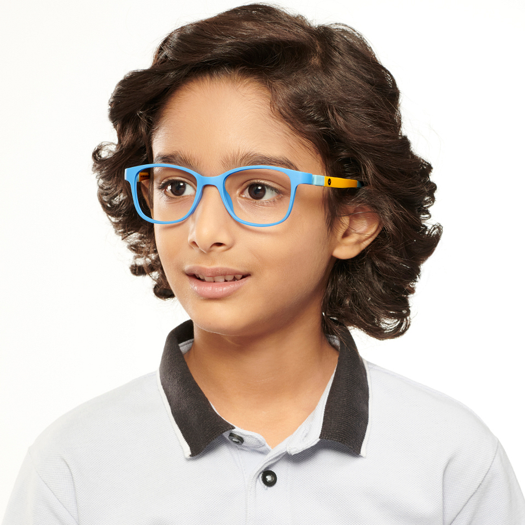 Hooper Screen Glasses Kids Glasses: Sky Blue Pink Full Rim Rectangle Kids 5-8 yrs Computer Glasses Digi Hooper HP D10004M-C2 right side