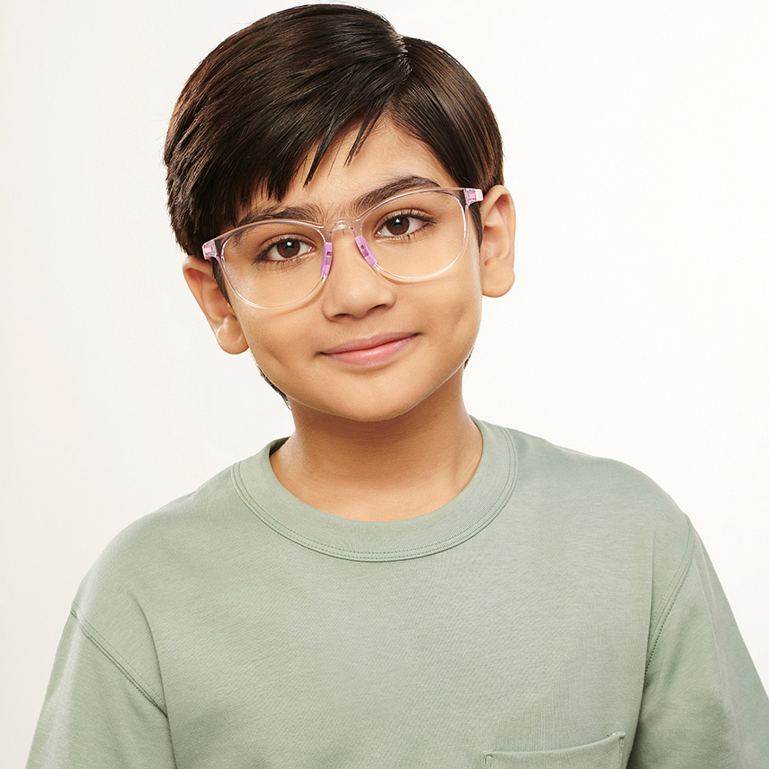 Hooper Screen Glasses Kids Glasses: Purple Black Red Full Rim Round Kids 8-12 yrs Computer Glasses Digi Hooper HP D10097L-C1 left side