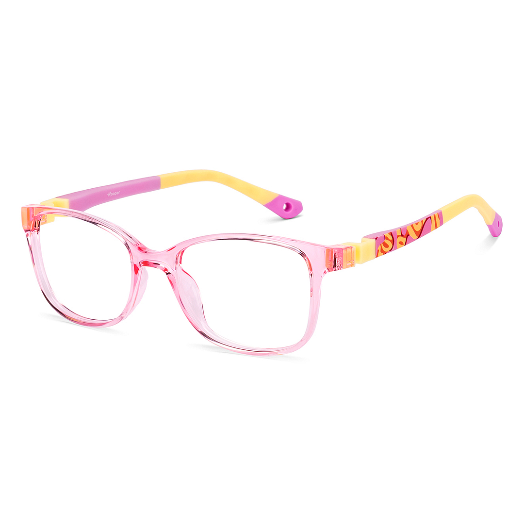 Kids Glasses: Transparent Pink Yellow Full Rim Cat Eye Kids 8-12