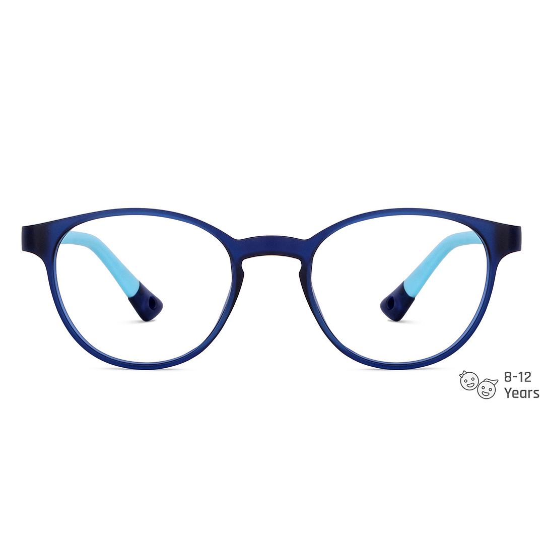 Hooper Screen Glasses Blue-Block Kids Computer Glasses: Blue Sky Blue Full Rim Round Kids  8-12 yrs  Hooper TR Flex Hooper HP E10003-C2 left side