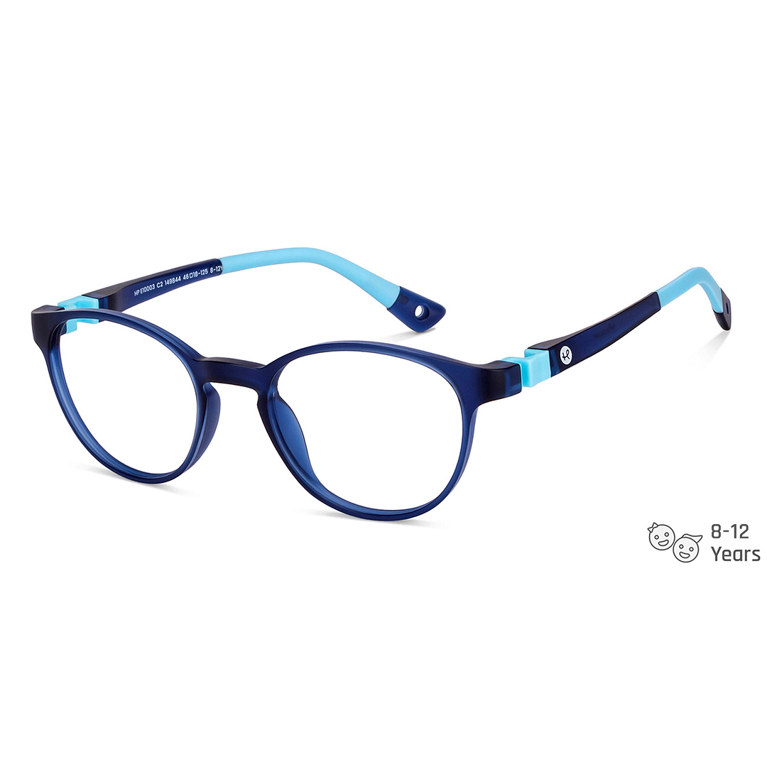Hooper Screen Glasses Blue-Block Kids Computer Glasses: Blue Sky Blue Full Rim Round Kids  8-12 yrs  Hooper TR Flex Hooper HP E10003-C2 right side