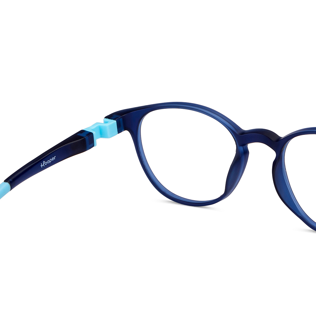 Hooper Screen Glasses Blue-Block Kids Computer Glasses: Blue Sky Blue Full Rim Round Kids  8-12 yrs  Hooper TR Flex Hooper HP E10003-C2 right side