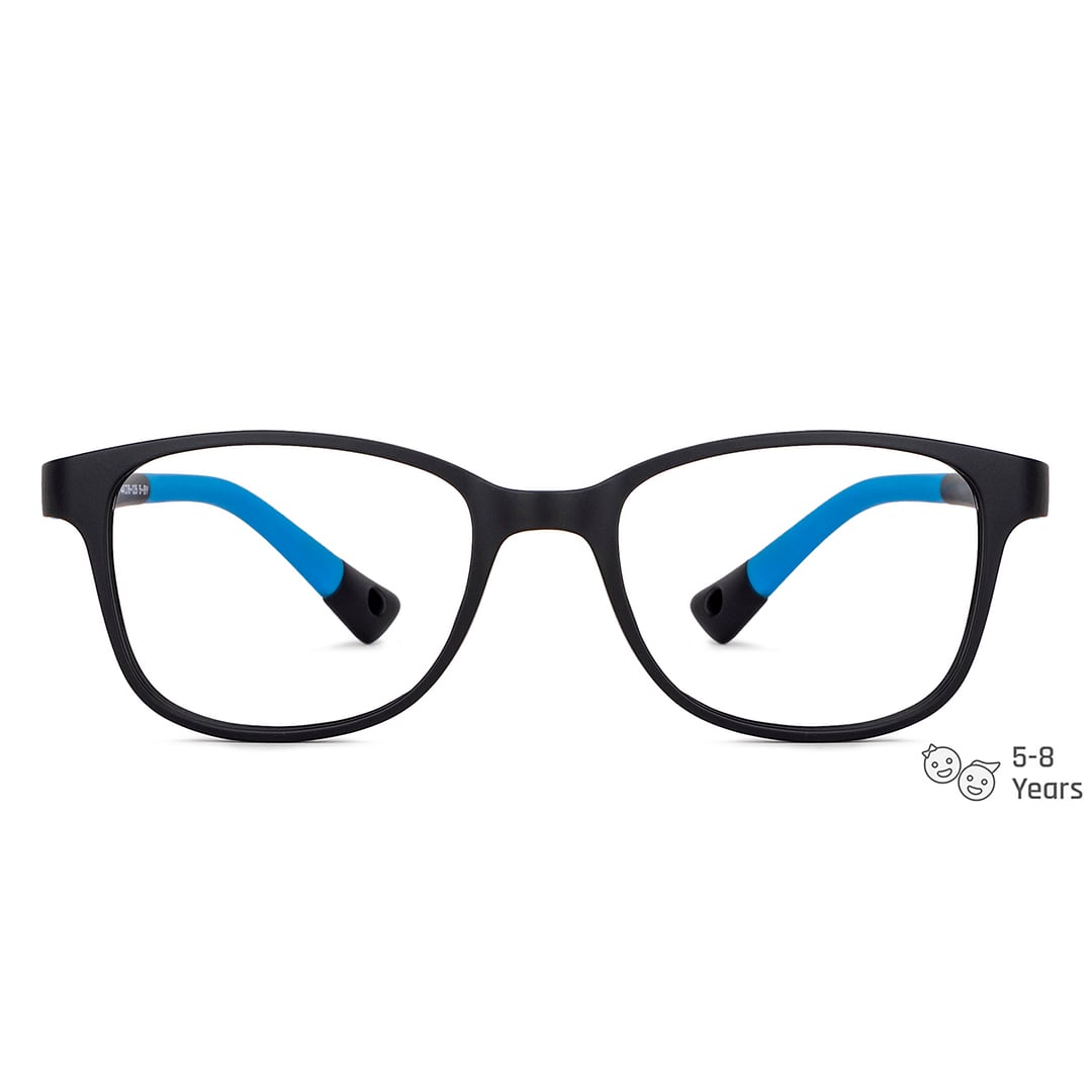 Hooper Screen Glasses Blue-Block Kids Computer Glasses: Black Blue Full Rim Rectangle Kids  5-8 yrs  Hooper TR Flex Hooper HP E10004-C1 left side