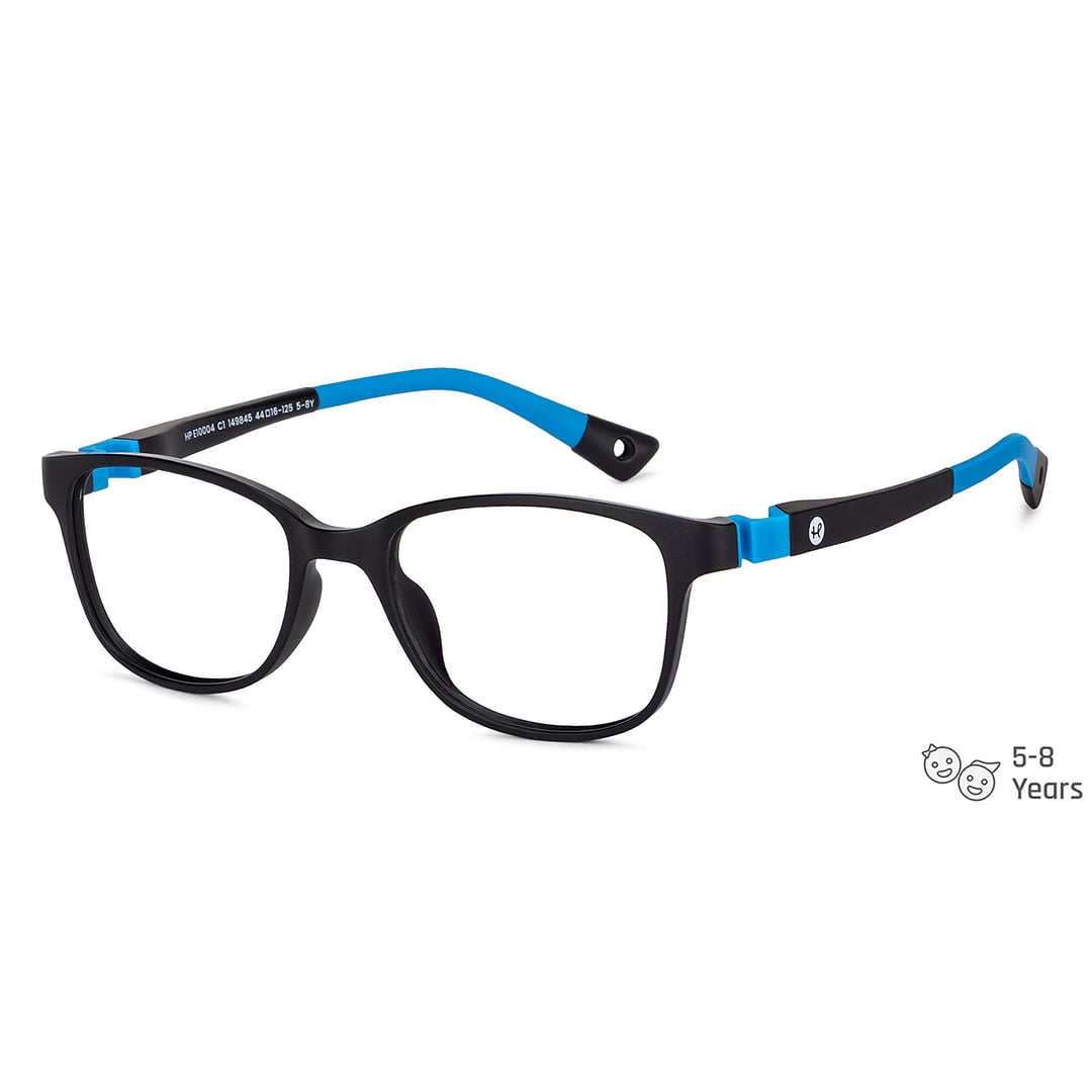 Hooper Screen Glasses Blue-Block Kids Computer Glasses: Black Blue Full Rim Rectangle Kids  5-8 yrs  Hooper TR Flex Hooper HP E10004-C1 right side
