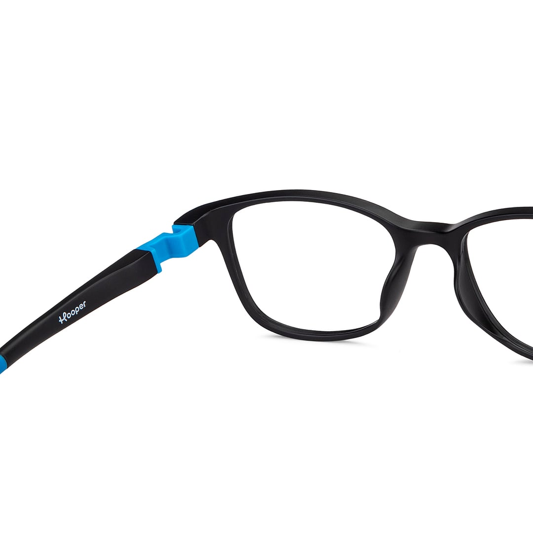 Hooper Screen Glasses Blue-Block Kids Computer Glasses: Black Blue Full Rim Rectangle Kids  5-8 yrs  Hooper TR Flex Hooper HP E10004-C1 right side